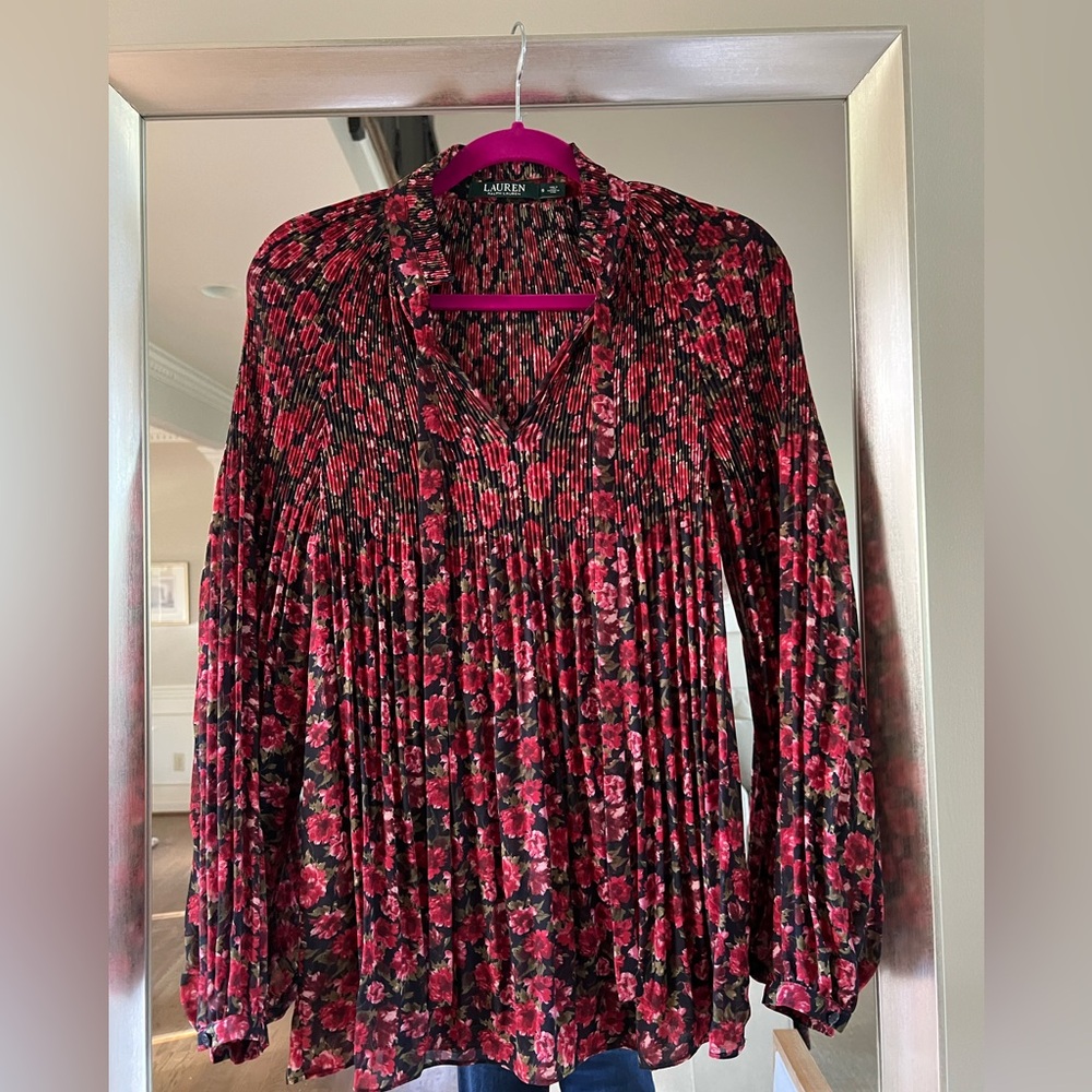 Ralph Lauren Women's Floral Blouse - Red and Black